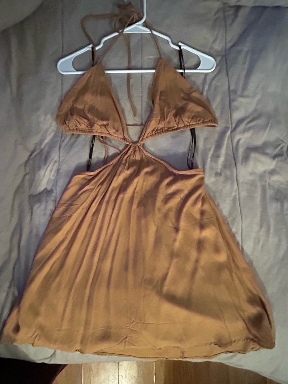 Forever 21 Halter Backless Satin Slip Dress - Brown